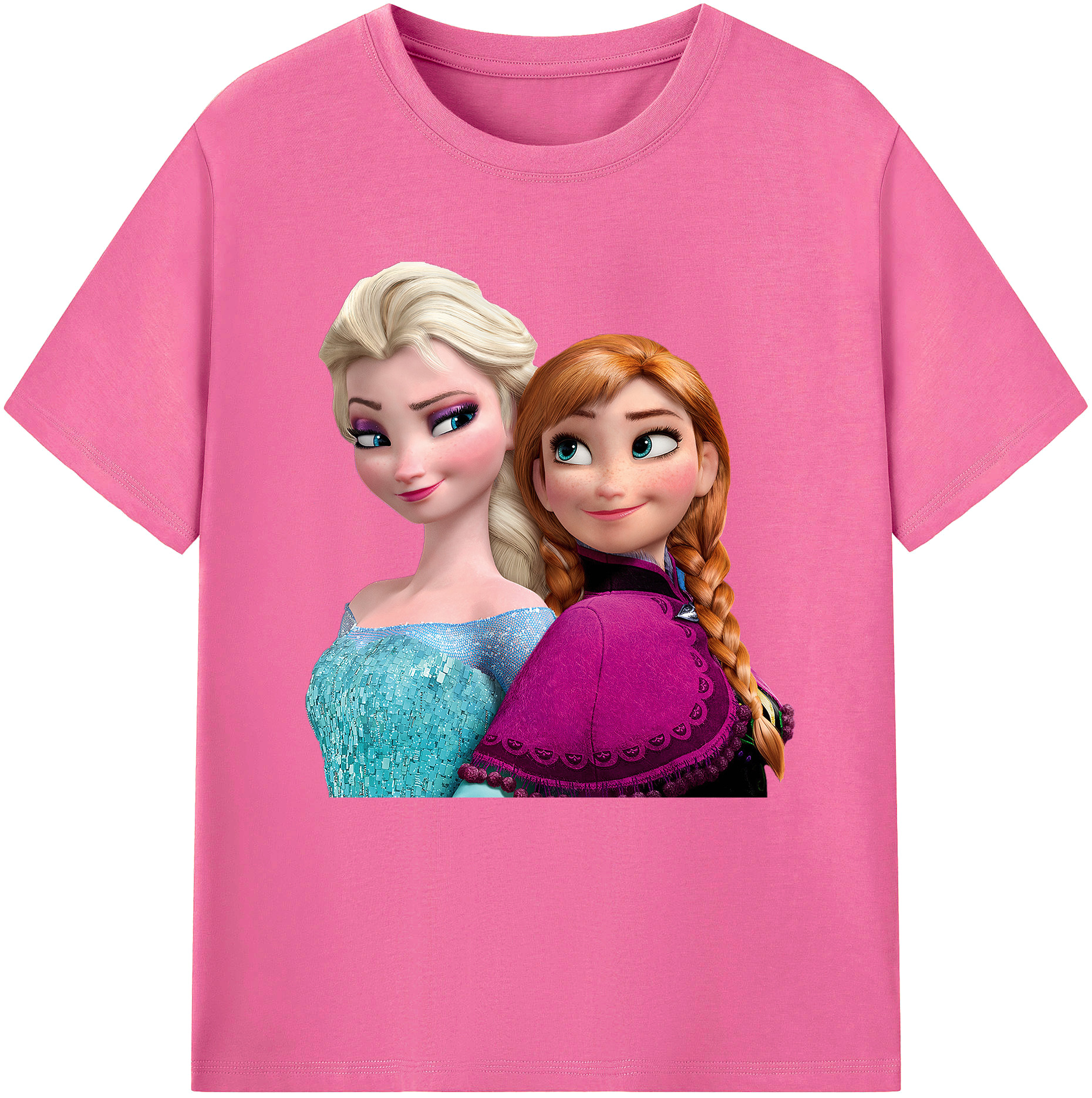 （画像用） アナと雪の女王 アンナ エルサ Frozen Anna Elsa レディースカジュアルプリントTシャツ（綿100％）